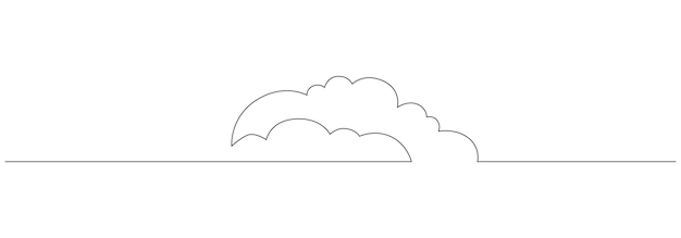 Un dibujo de línea continua de Nubes en el cielo Símbolo meteorológico y climático y concepto de almacenamiento en estilo lineal simple Trazo editable Ilustración de vector de contorno de garabato