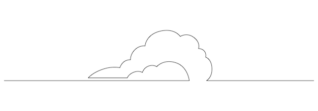 Un dibujo de línea continua de Nubes en el cielo Símbolo del tiempo y concepto de almacenamiento en un estilo lineal simple Ilustración de vector de contorno de Doodle de trazo editable