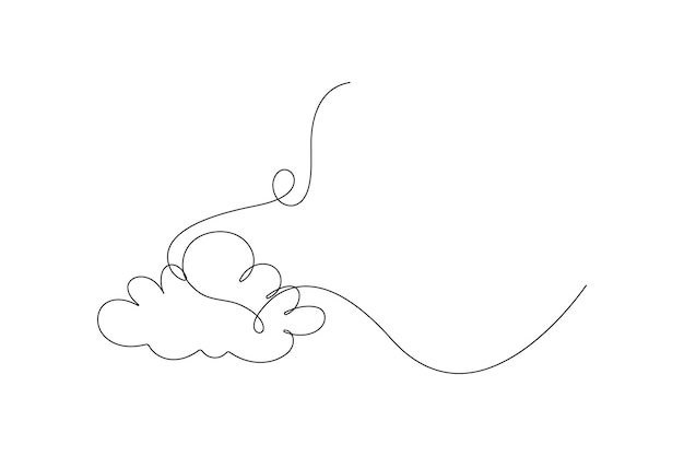 Dibujo de línea continua de nubes Ilustración vectorial