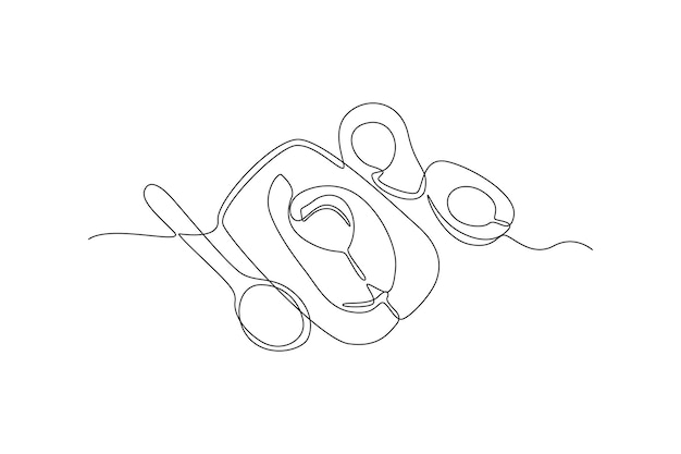 Un dibujo de línea continua de Nutrición Alimentos Concepto de alimentos y salud Ilustración vectorial de Doodle i