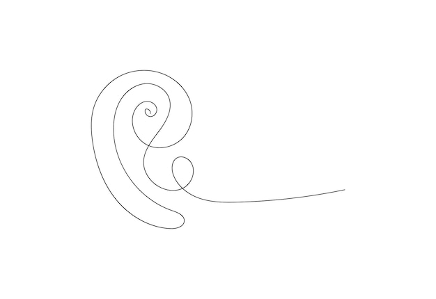 Dibujo de línea continua de la oreja humana con fondo blanco Ilustración vectorial