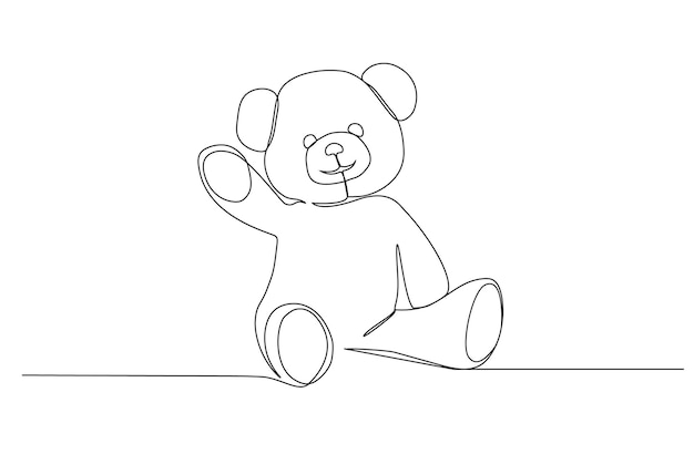 Dibujo de línea continua de oso de peluche Ilustración vectorial