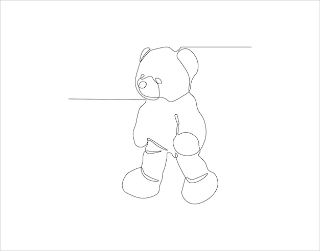 Dibujo de línea continua de oso de peluche Una línea de muñeca de oso de Peluche Arte de línea continua Contorno editable