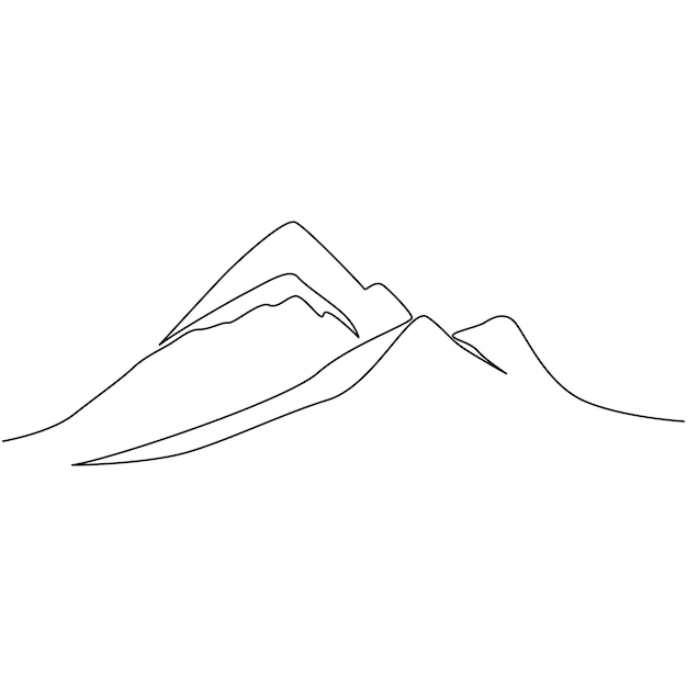 Un dibujo de línea continua del paisaje de la cordillera vol13
