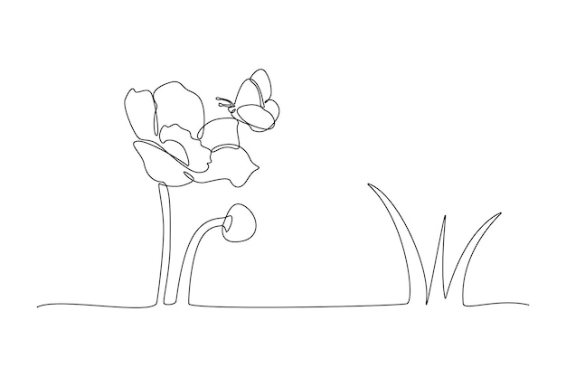 Un dibujo de línea continua de pájaro y árbol Concepto de la naturaleza Ilustración vectorial de Doodle