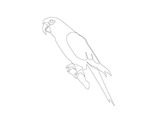 Dibujo de línea continua de pájaro loro Una línea de loro Animales aéreos concepto arte de línea continua Contorno editable
