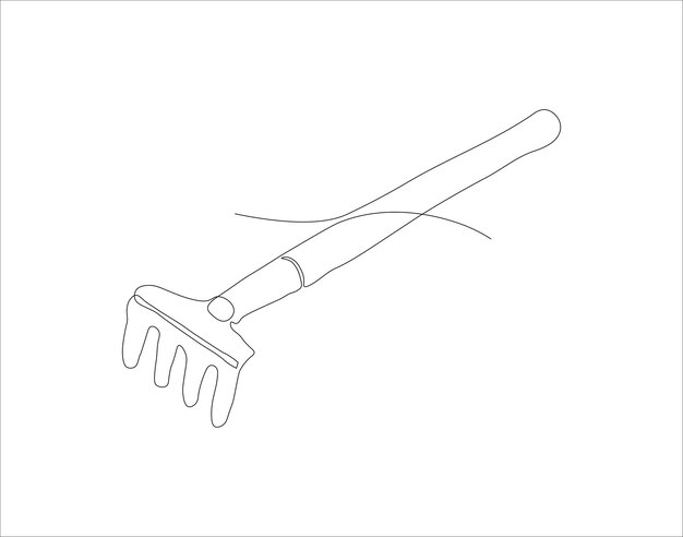 Dibujo de línea continua de la pala Una línea de la pala herramienta de jardinería Arte de línea continua Contorno editable