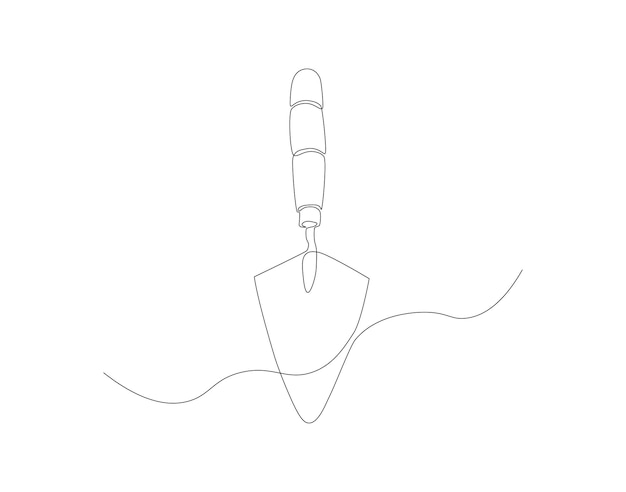 Dibujo de línea continua de la paleta de cemento Una línea de paletta de cemento para ladrillo Concepto de herramienta de trabajador Arte de línea continua Esbozo editable