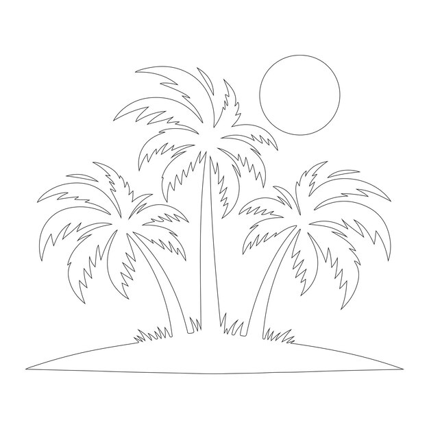 Dibujo de línea continua de palma Arte minimalista Amplificador digital Diseño de impresión para decoración del hogar