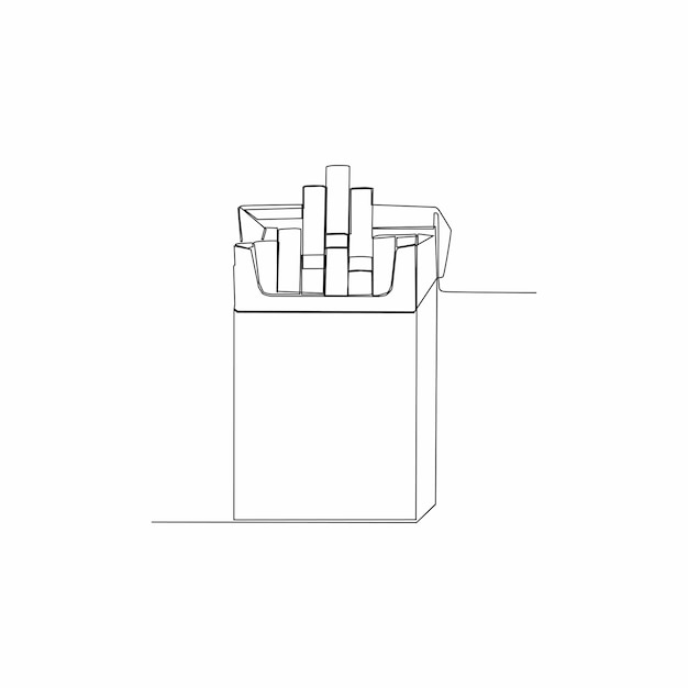 dibujo de línea continua de un paquete de cigarrillos