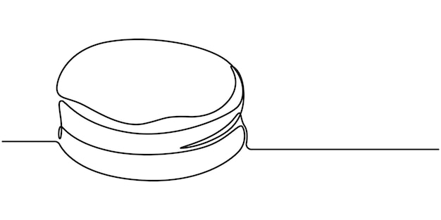 un dibujo de línea continua de pastel de pastel en un plato aislado en un fondo blanco Vector de concepto de alimentos