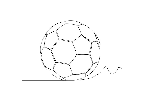 Un dibujo de línea continua pelota de fútbol concepto de pelota deportiva Dibujo de una línea vector de diseño gráfico