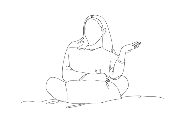 Un dibujo de línea continua de personas felices acostadas con almohadas Concepto de sueño profundo y hora de acostarse