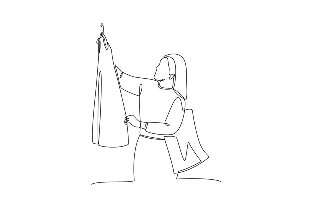 Un dibujo de línea continua de personas felices comprando en el centro comercial concepto de compras vector Doodle