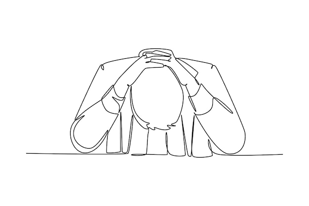 Un dibujo de línea continua de personas ocupadas en estrés y fatiga en el trabajo Ilustración vectorial de Doodle