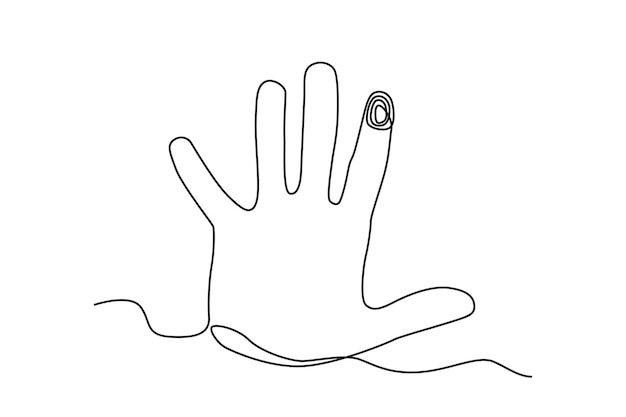 Un dibujo de línea continua de personas que usan teléfonos móviles con Face ID o biométricos como Hand with
