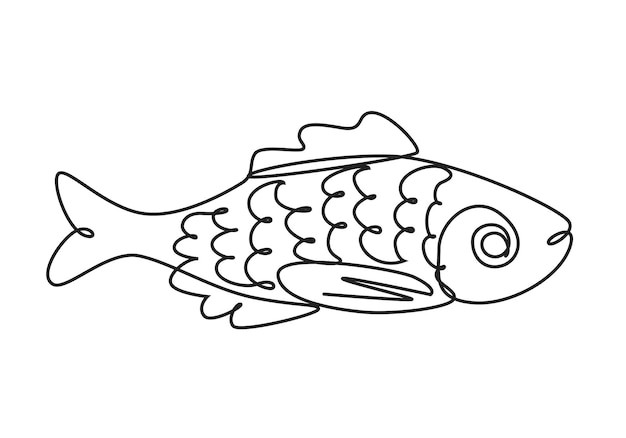dibujo de línea continua de pescado