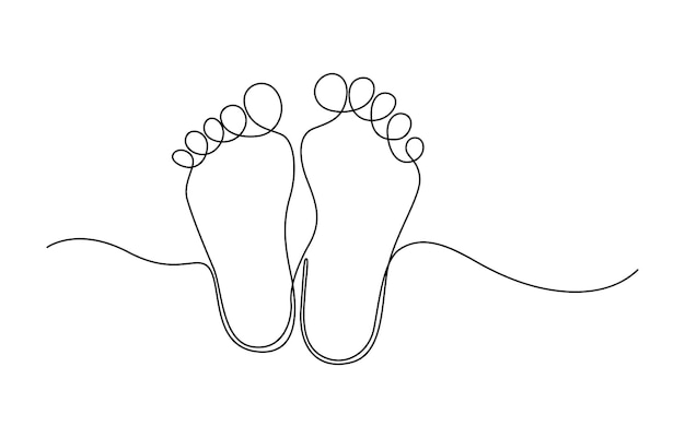 Un dibujo de línea continua de pie descalzo Elegancia pierna femenina en estilo lineal simple