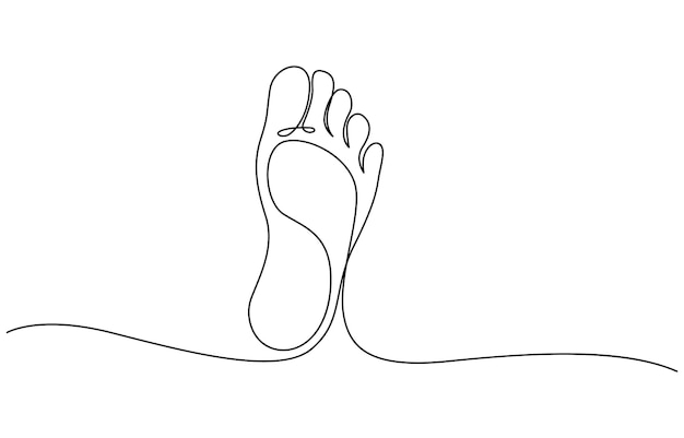 Un dibujo de línea continua de pie descalzo Elegancia pierna femenina en estilo lineal simple