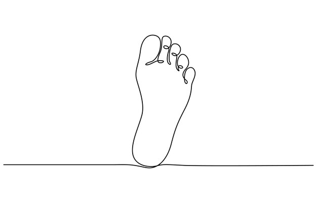 Un dibujo de línea continua de pie descalzo Elegancia pierna femenina en estilo lineal simple