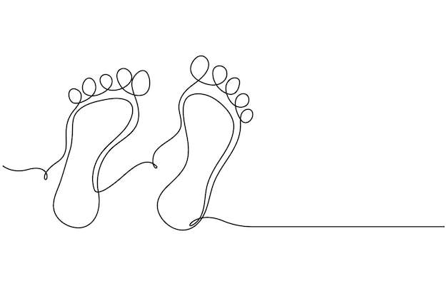 Un dibujo de línea continua de pie descalzo Elegancia pierna femenina en estilo lineal simple