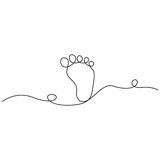 Vector un dibujo de línea continua de pierna de elegancia de pie descalzo en estilo lineal simple