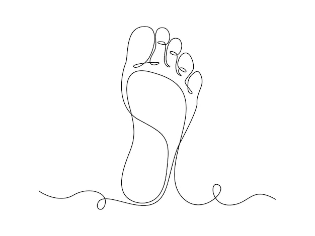 Vector un dibujo de línea continua de pierna femenina de elegancia de pie descalzo en concepto de estilo lineal simple de