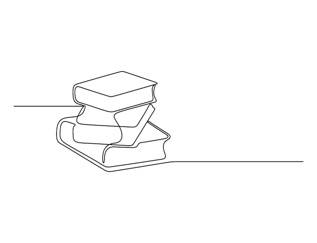 Dibujo de línea continua de la pila de libros Ilustración vectorial