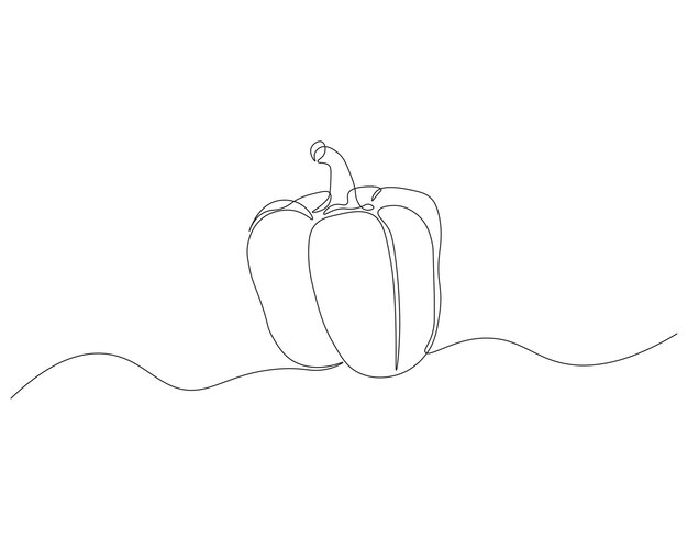 Dibujo de línea continua de pimentón Ilustración de dibujo de línea de pimenton Concepto de verduras crudas frescas Arte de línea continua Esbozo editable