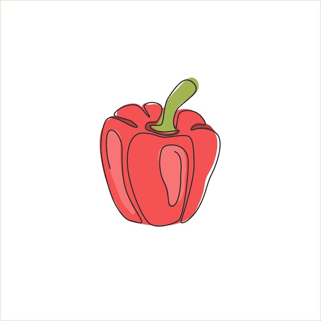 Un dibujo de línea continua de pimentón orgánico para el logotipo de la plantación Ilustración del icono del pimentón fresco