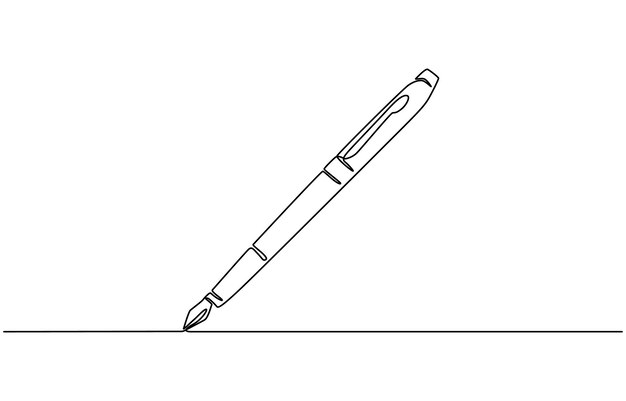 Un dibujo de línea continua de pluma escritura onda trazo delgado lápiz símbolo de estudio y educación