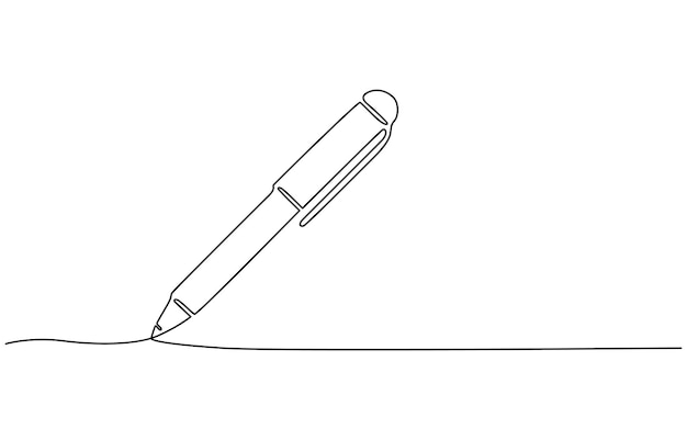 Un dibujo de línea continua de la pluma Lápiz símbolo de estudio y concepto de educación en estilo lineal simple