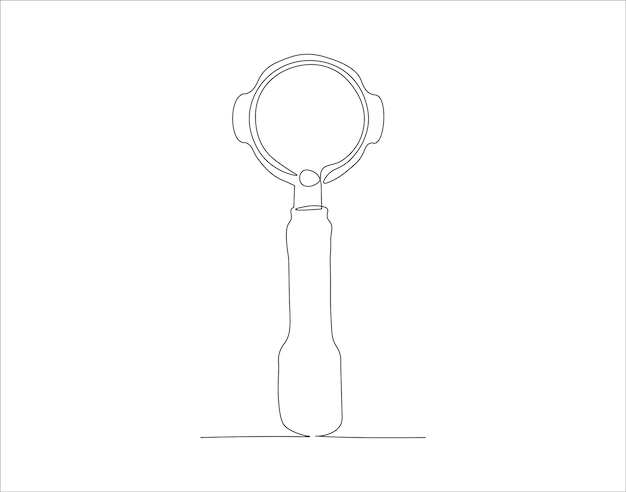 Dibujo de línea continua de Portalfilter Una línea de máquina Portafilter Portafilter Café Arte de línea continua Contorno editable