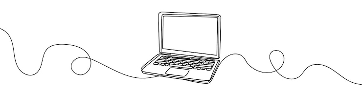 Vector dibujo de línea continua que representa una computadora portátil ilustración vectorial
