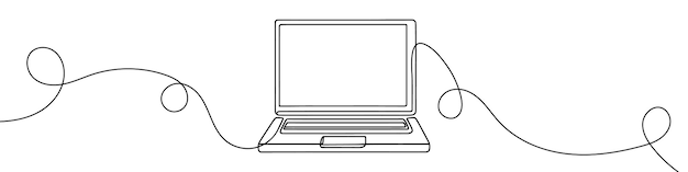 Dibujo de línea continua que representa una computadora portátil Ilustración vectorial