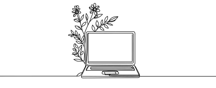 Vector dibujo de línea continua que representa una computadora portátil ilustración vectorial