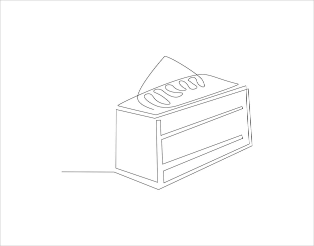 Dibujo de línea continua de una rebanada de pastel Una línea de rebanadas de pastel Pastel de línea continua Arte del contorno editable