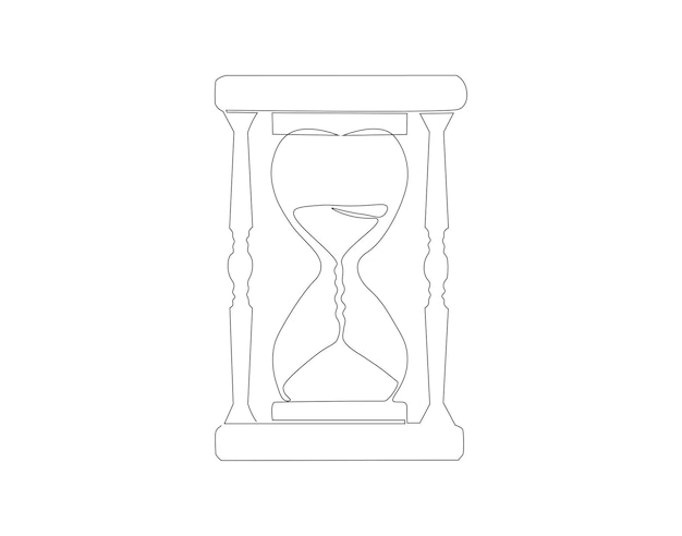 Dibujo de línea continua de un reloj de arena Una línea de un relojo de arena Arte de línea continua del reloj de arenilla Contorno editable