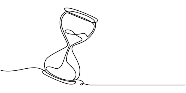 Un dibujo de línea continua de reloj de arena temporizador vintage como concepto de cuenta atrás en lineal simple