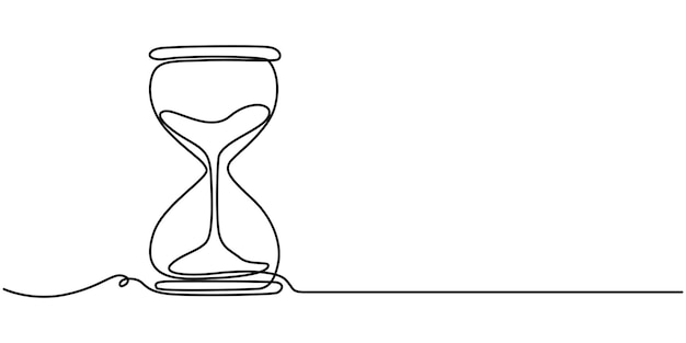 Un dibujo de línea continua de reloj de arena temporizador vintage como concepto de cuenta atrás en lineal simple