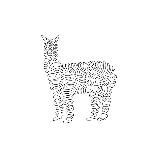 Dibujo de línea continua de remolino único de arte abstracto de alpaca inteligente para icono, logotipo