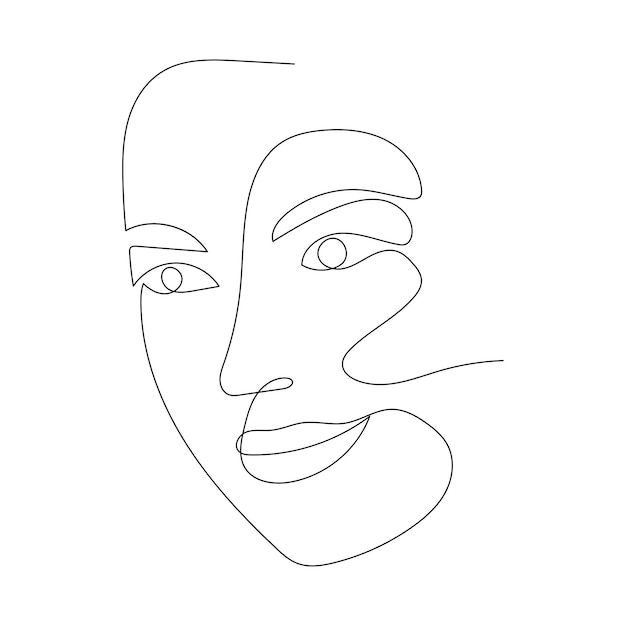 Dibujo de línea continua del retrato de la cara de una mujer hermosa Arte minimalista