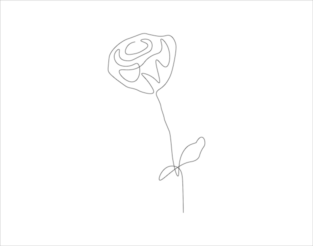 Dibujo de línea continua de rosa Una línea de rosa rosa Arte de línea continua Contorno editable