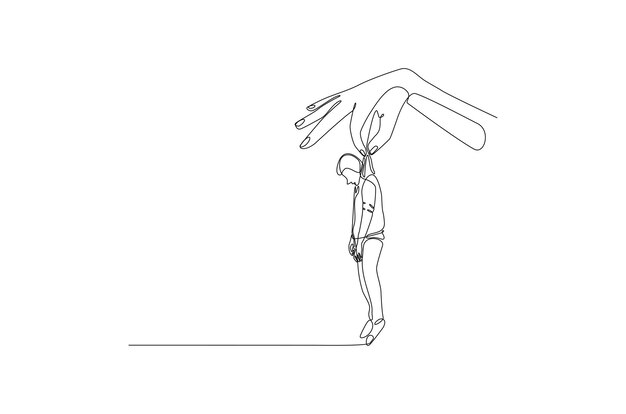 Dibujo de línea continua de un ser humano en la ilustración de vector de acoso desperdiciado Vector Premium