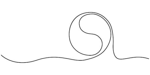 Un dibujo de línea continua del signo del símbolo Yin yang Diseño de tatuaje de ilustración vectorial Yin Yang