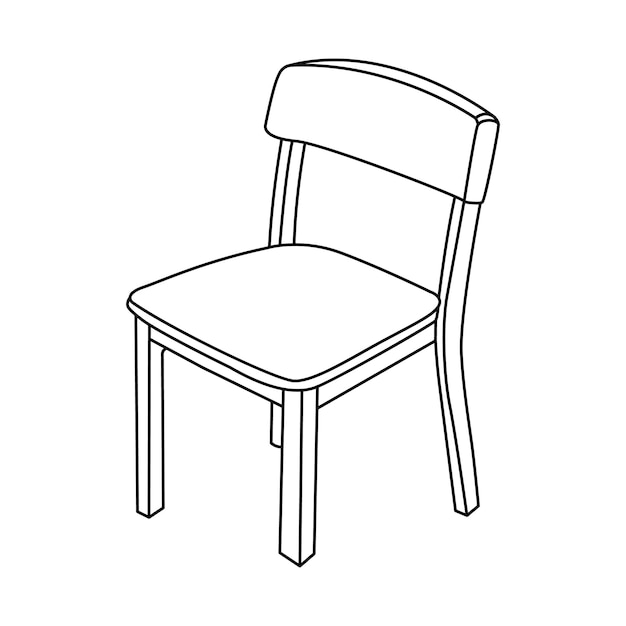 dibujo de línea continua de una silla alta de madera para cenar