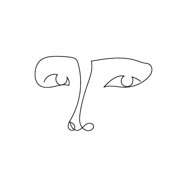 Dibujo de línea continua de silueta femenina Arte de una línea de rasgos faciales feminidad abstracción