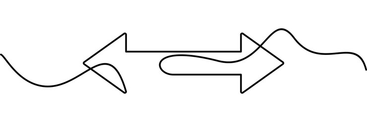 Vector dibujo de línea continua de símbolo de flecha doble horizontal ilustración artística de línea abstracta