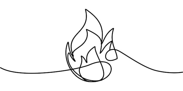 dibujo de línea continua del símbolo del fuego ilustración artística de línea abstracta