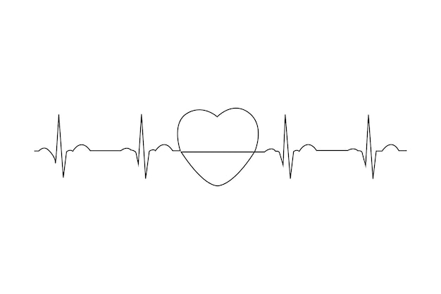 Dibujo de línea continua simple de amor o corazón formando una imagen de corazón como un latido del corazón Concepto de San Valentín simple Línea simple corazón San Valentín Línea continua